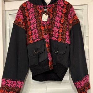 Free People Rockwell Sweater Bomber Jacket Women’s Size Small NWT
